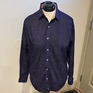 Men's Navy Blue Polka Dot Shirt